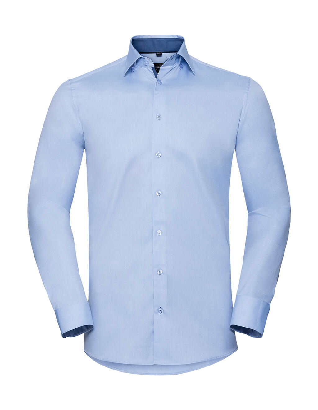 Men's Long Sleeve Tailored Contrast Herringbone Shirt - Light Blue
