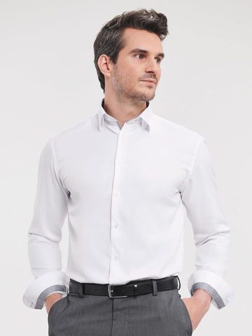 Camicia LS Tailored Contrast Herringbone