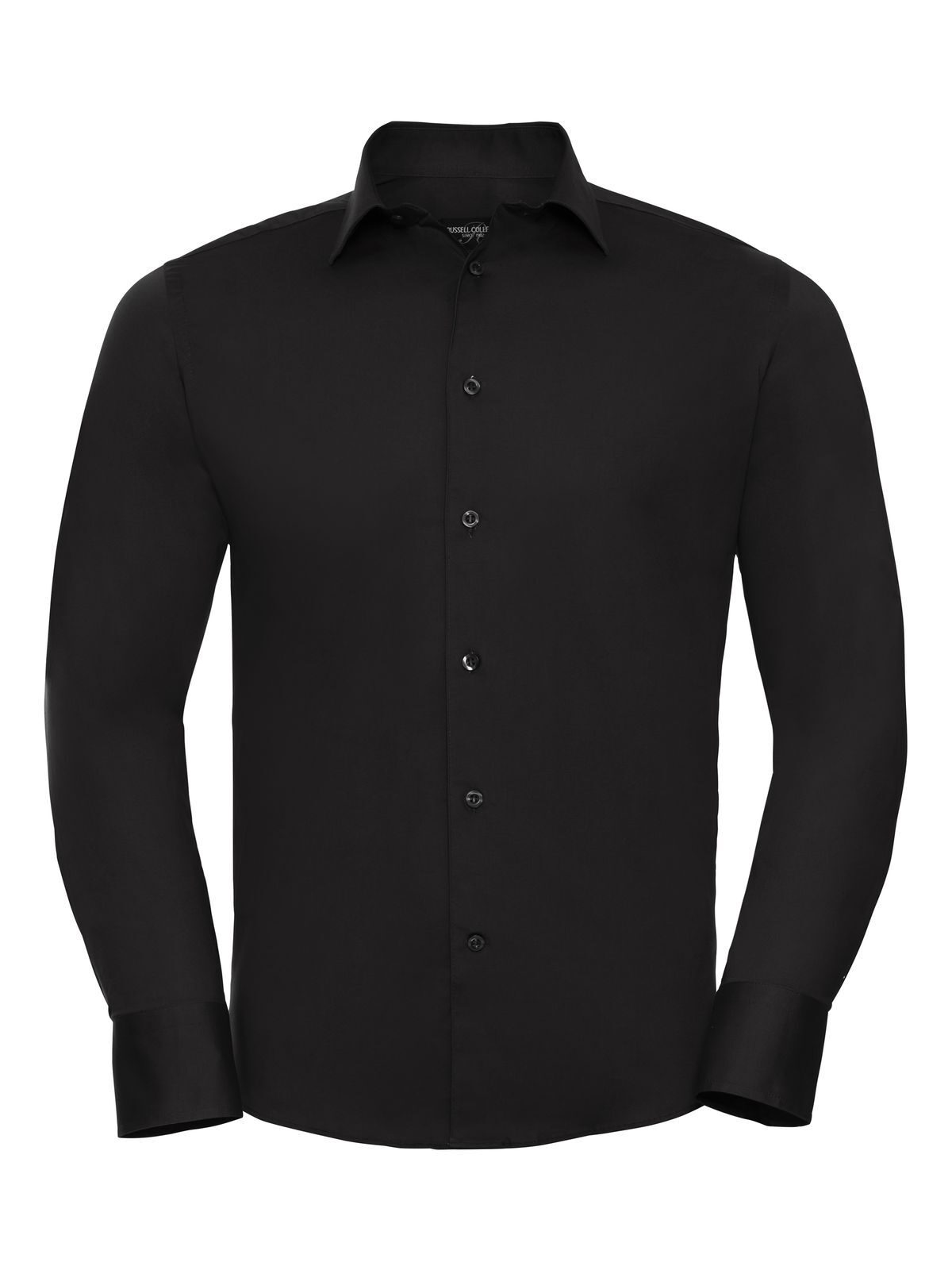 Men's Long Sleeve Fitted Stretch Shirt - 36 - Black