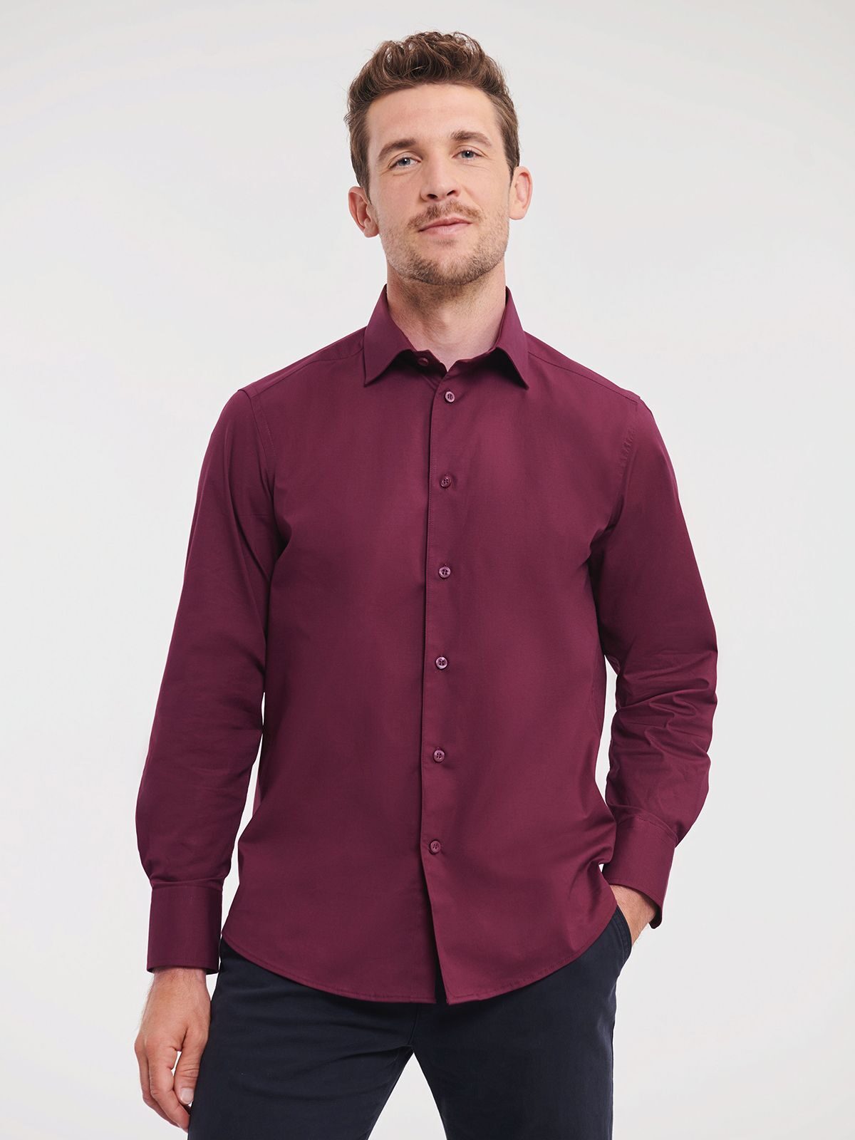 Men's Long Sleeve Fitted Stretch Shirt