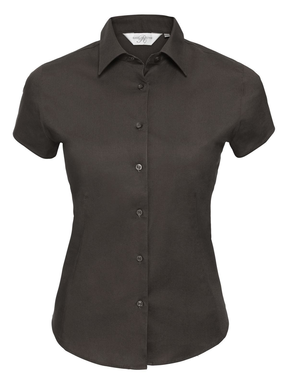 Ladies' Short Sleeve Easy Care Fitted Shirt - CQ - Chocolate