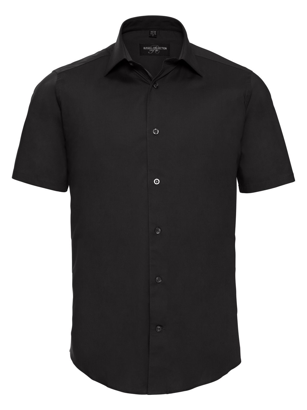 Men's Short Sleeve Fitted Stretch Shirt - 36 - Black