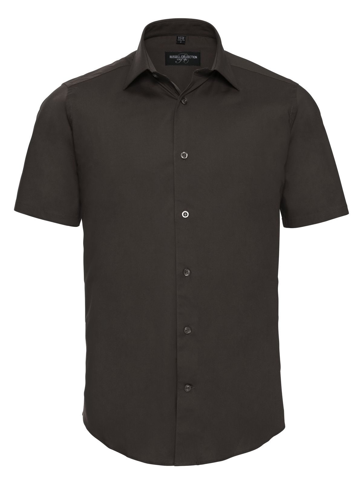 Men's Short Sleeve Fitted Stretch Shirt - CQ - Chocolate
