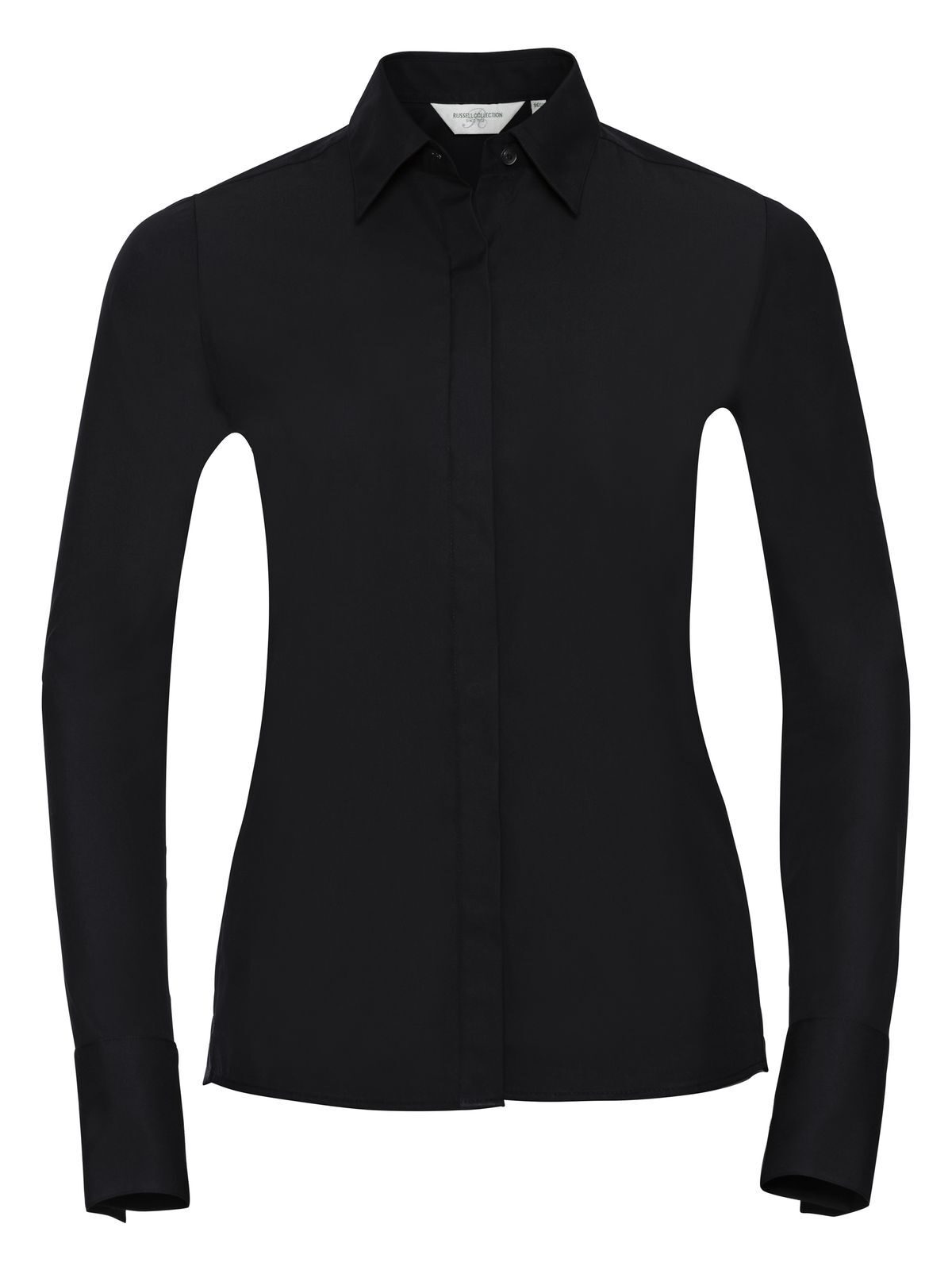 Ladies' Long Sleeve Fitted Ultimate Stretch Shirt - 36 - Black