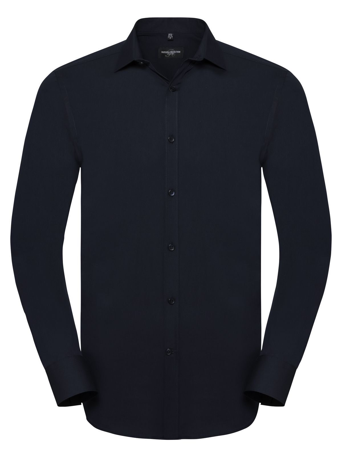 Men's Long Sleeve Fitted Ultimate Stretch Shirt - Bright Navy/Oxford Blue/White