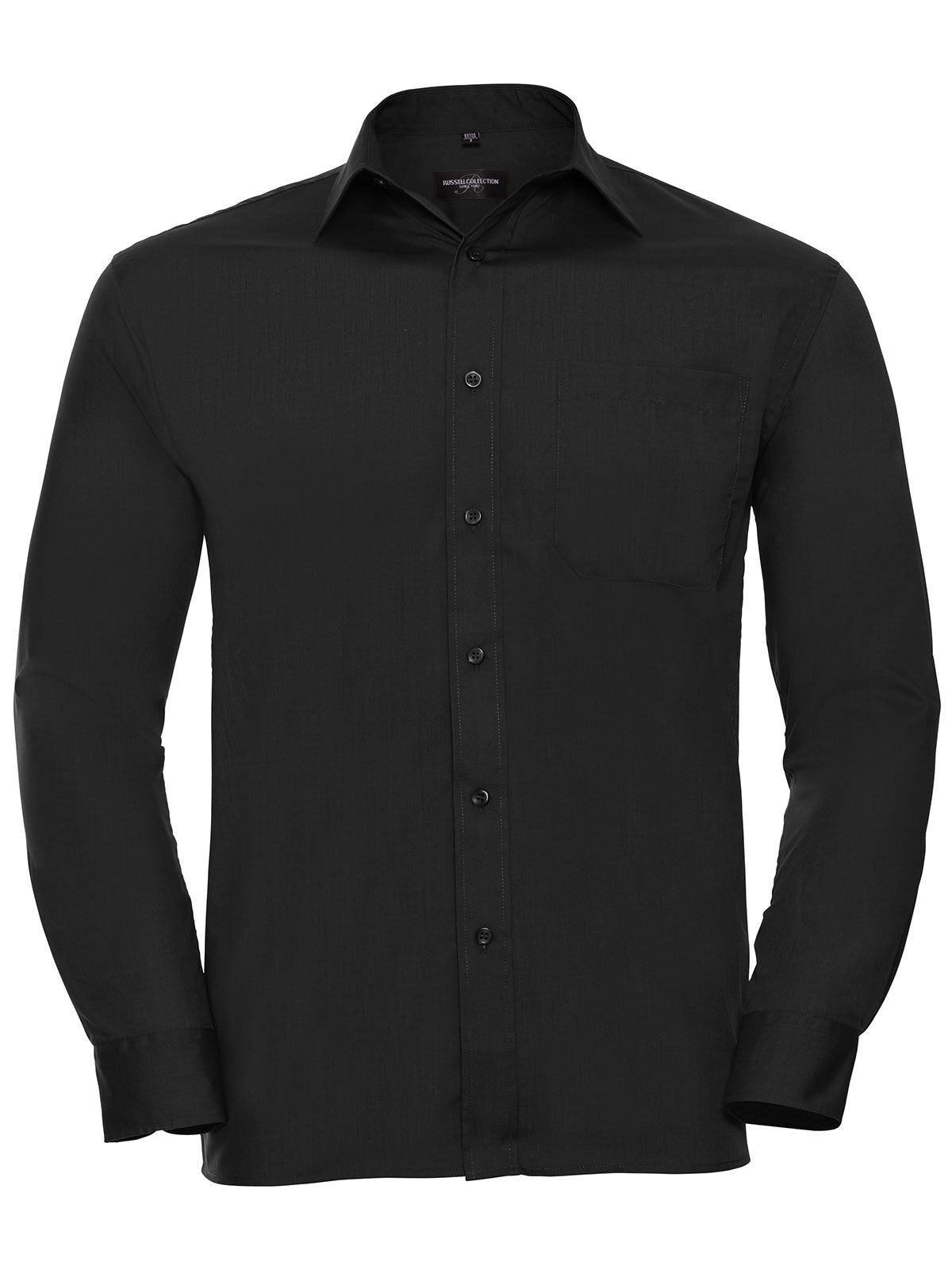 Men's Long Sleeve Classic Polycotton Poplin Shirt - 36 - Black
