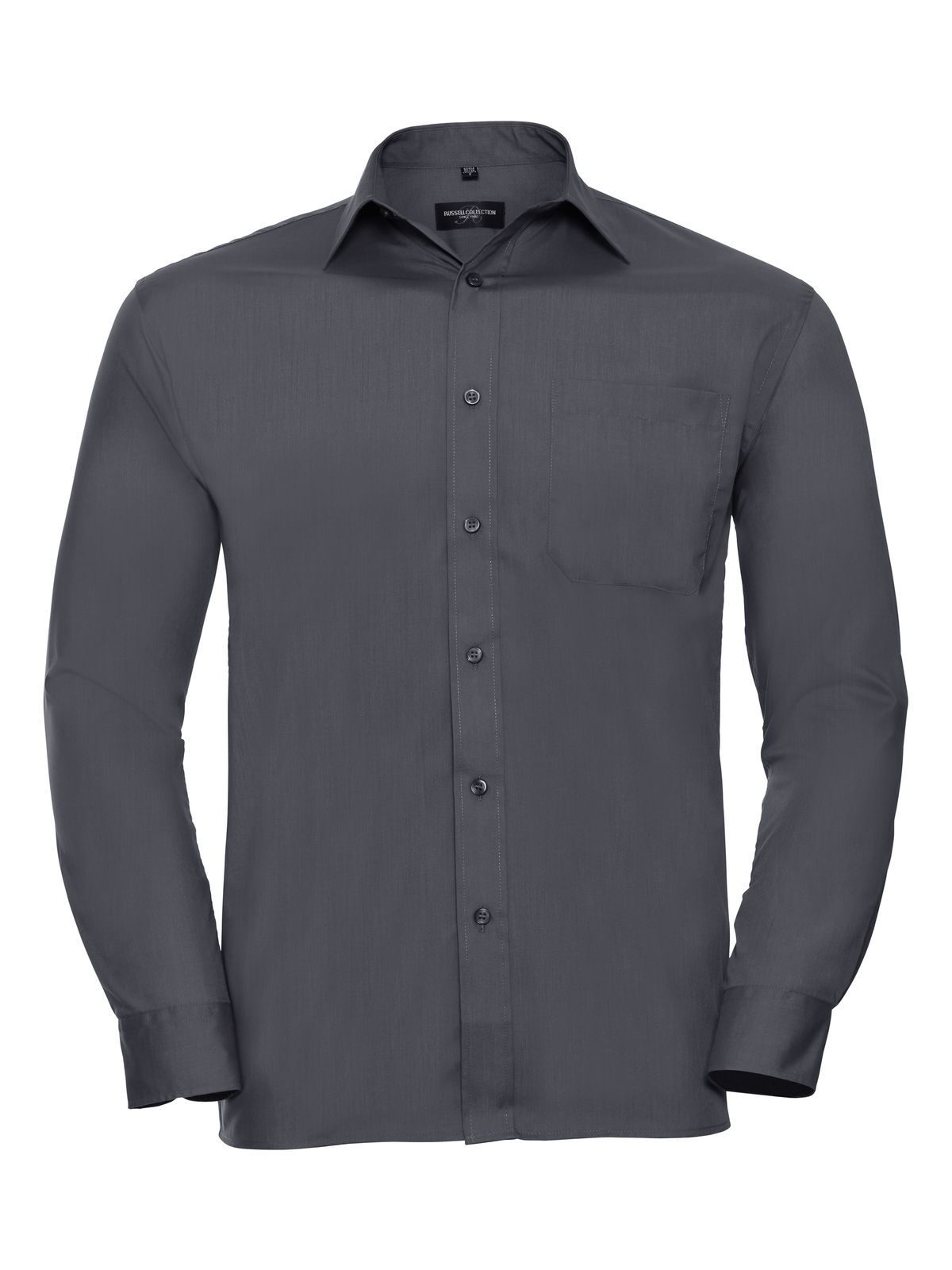 Men's Long Sleeve Classic Polycotton Poplin Shirt - Convoy Grey