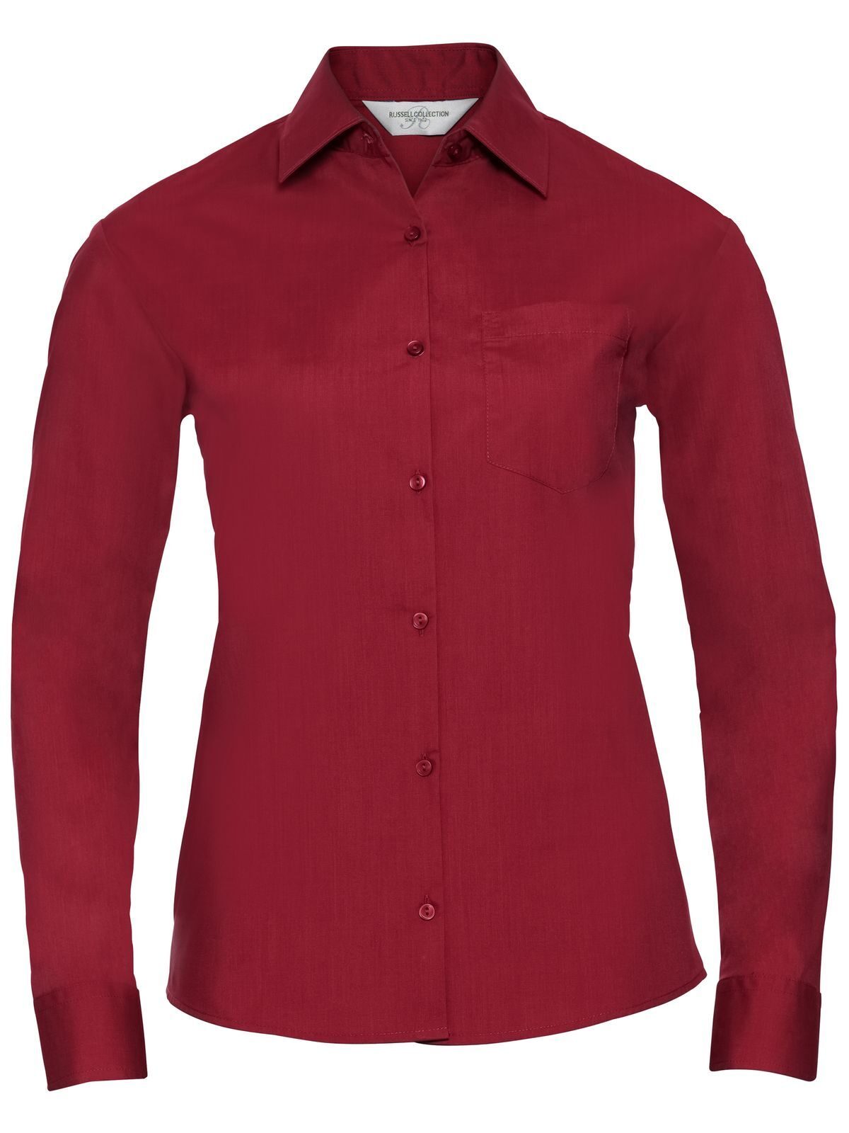 Ladies' Long Sleeve Classic Polycotton Poplin Shirt - CR - Classic Red