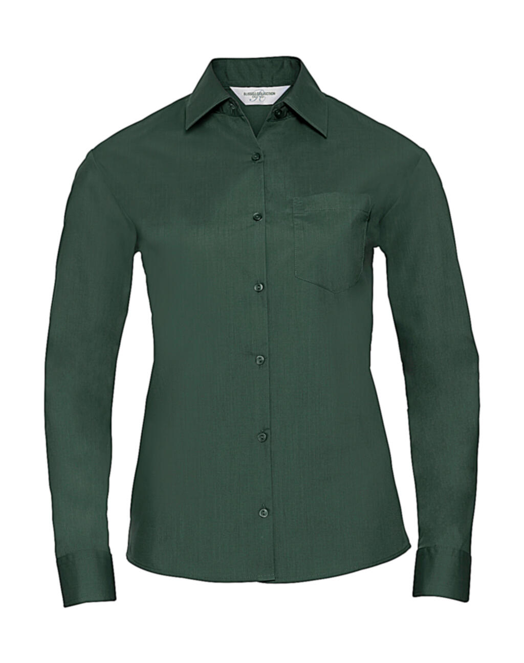 Ladies' Long Sleeve Classic Polycotton Poplin Shirt - 38 - Bottle Green