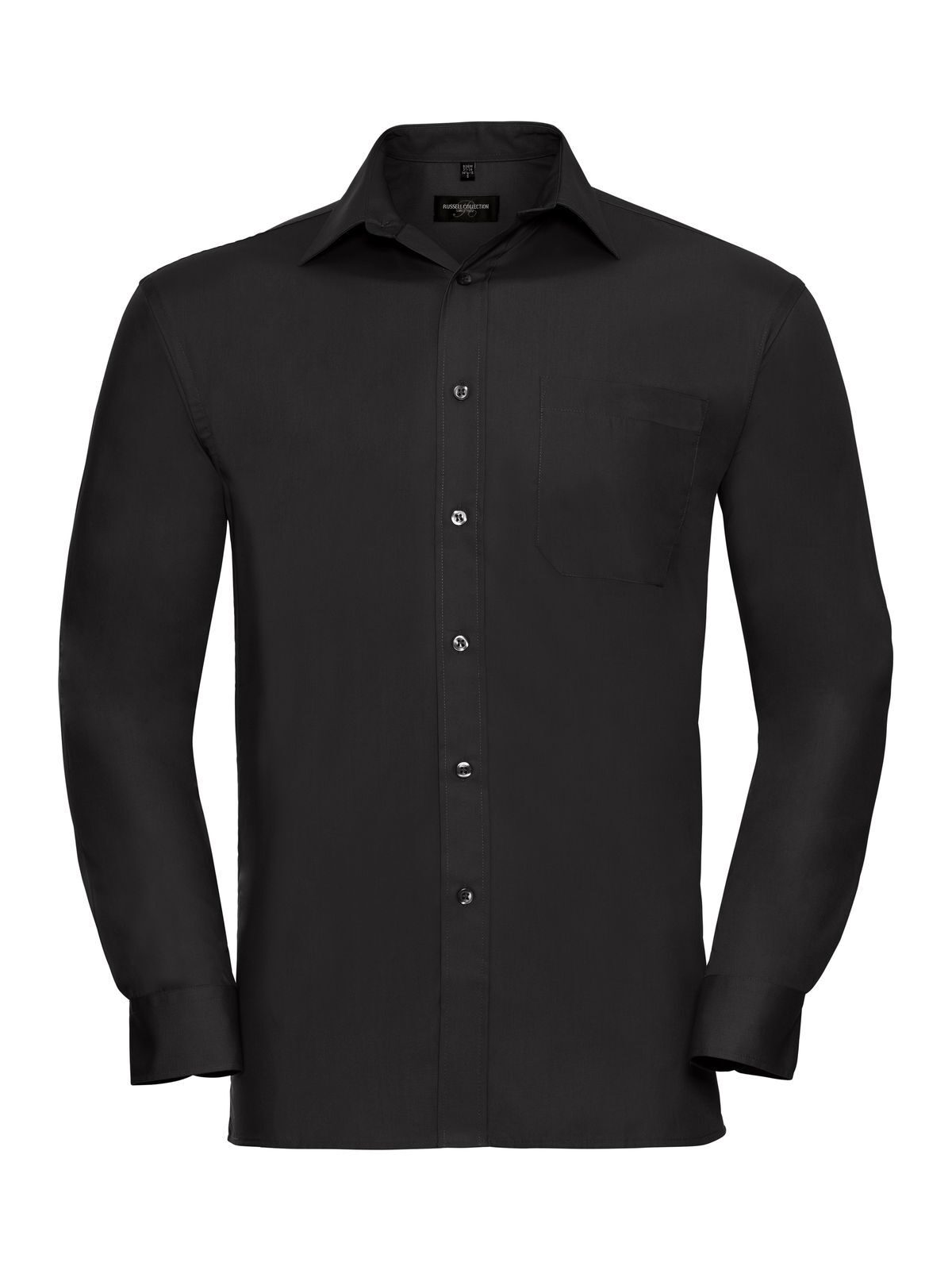 Men's Long Sleeve Classic Pure Cotton Poplin Shirt - 36 - Black