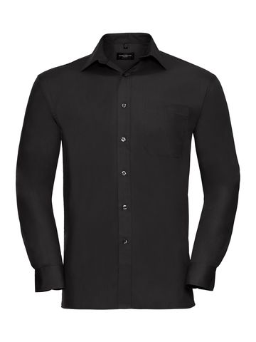 Camicia Popeline puro cotone maniche lunghe - 36 - Black
