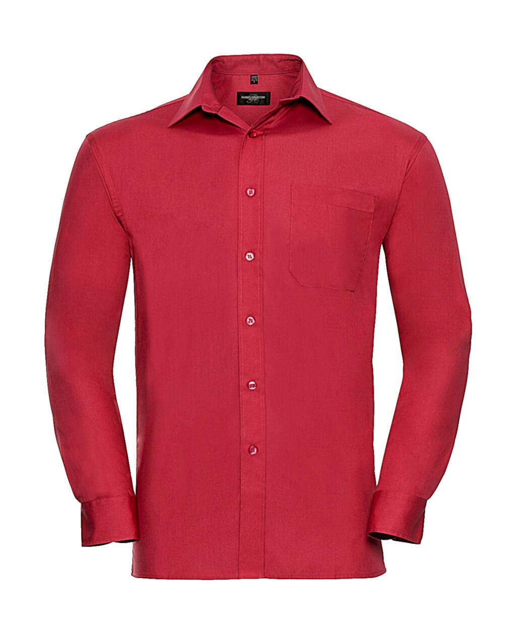 Men's Long Sleeve Classic Pure Cotton Poplin Shirt - CR - Classic Red