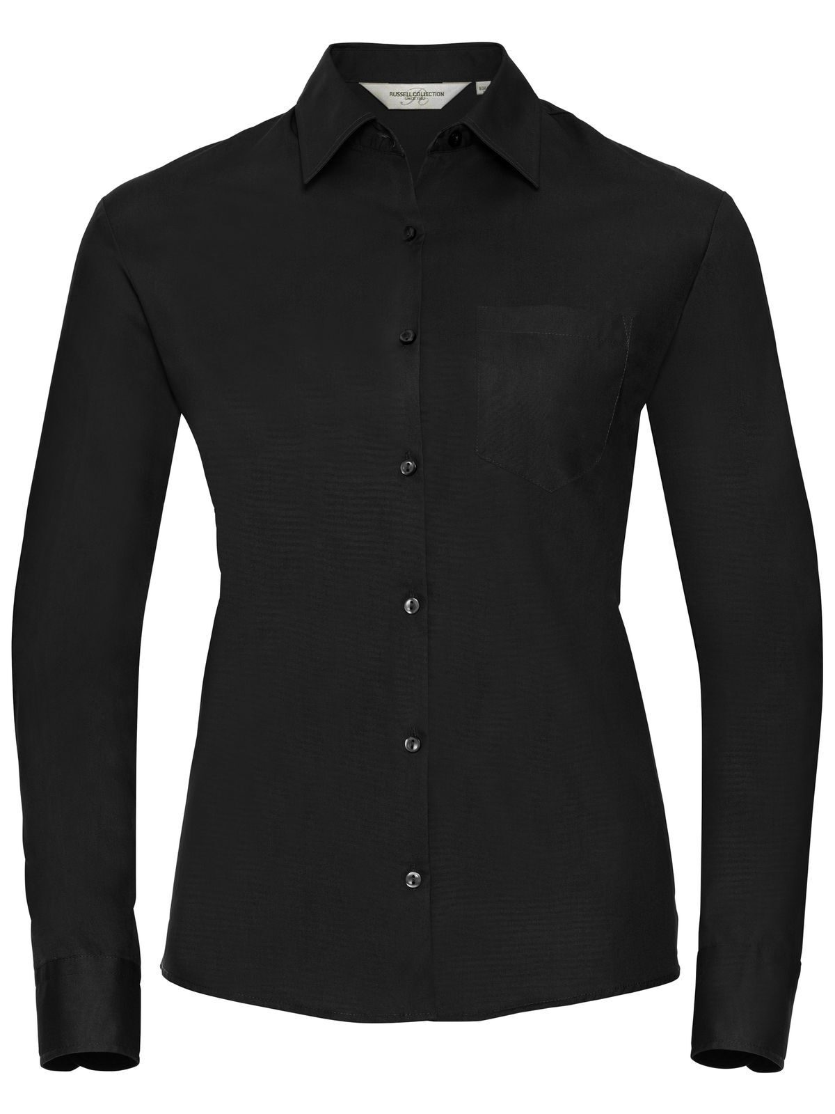 Ladies' Long Sleeve Classic Pure Cotton Poplin Shirt - 36 - Black