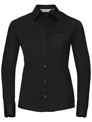 Camicia popeline puro cotone maniche lunghe - 36 - Black