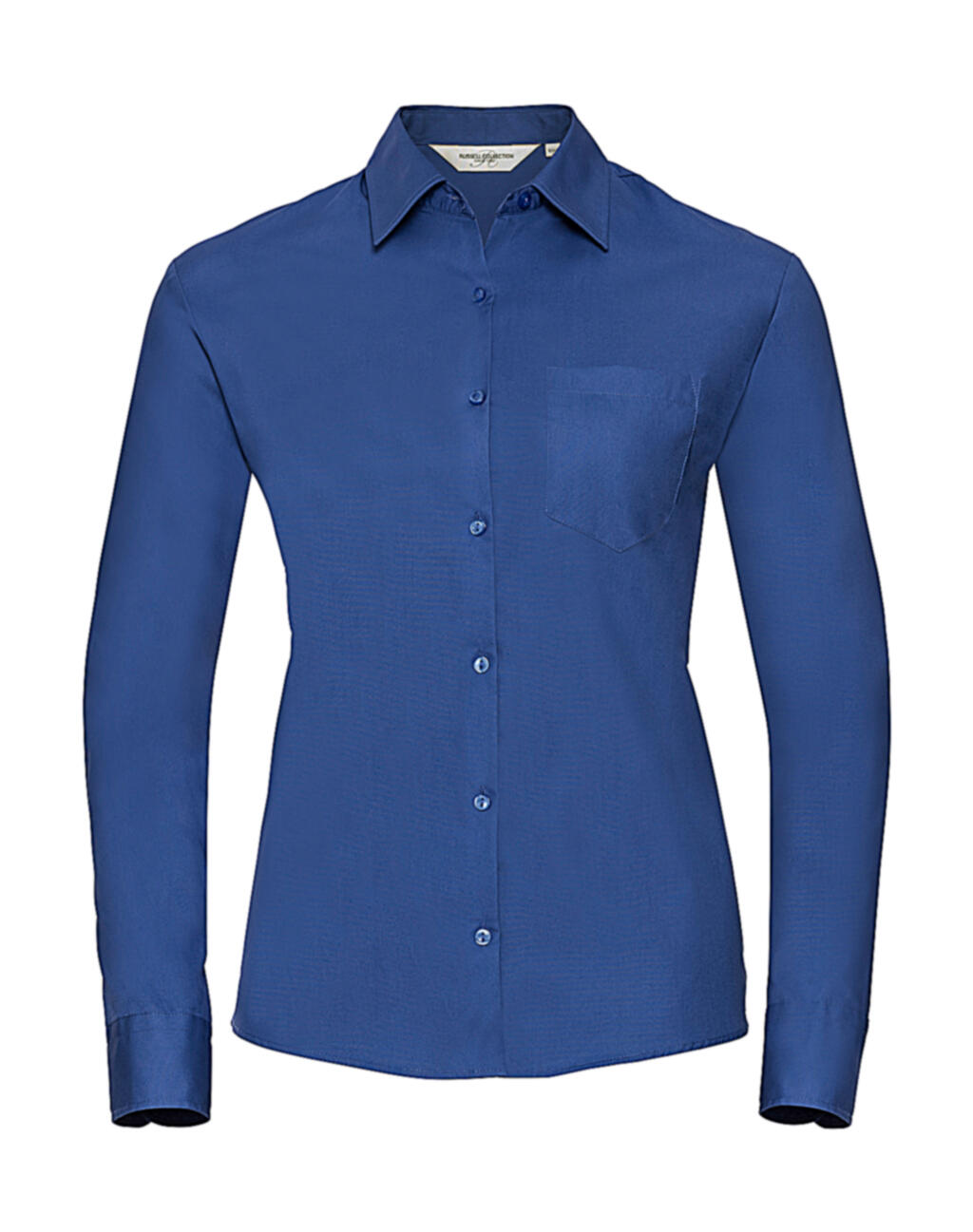 Ladies' Long Sleeve Classic Pure Cotton Poplin Shirt - Aztec Blue