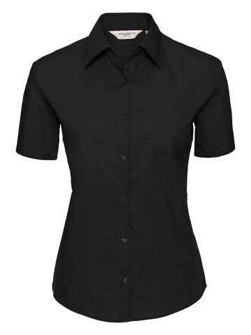 Camicia popeline puro cotone maniche corte - 36 - Black