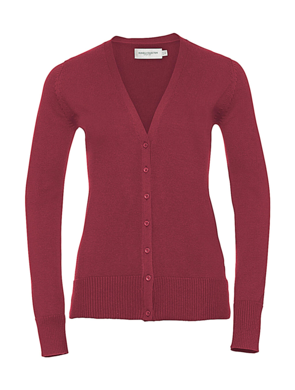 Ladies´ V-Neck Knitted Cardigan - MC - Cranberry Marl