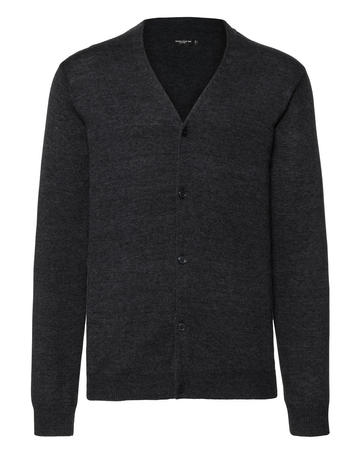 Men's V-Neck Knitted Cardigan - CM - Charcoal Marl