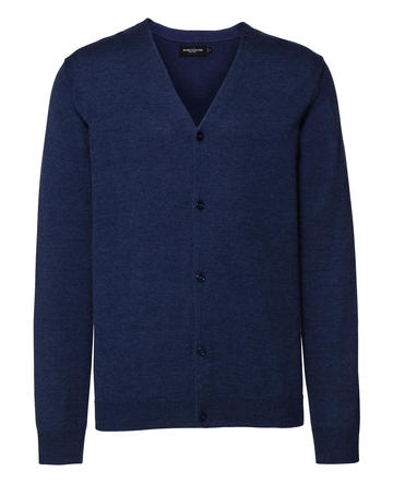 Men's V-Neck Knitted Cardigan - D2 - Denim Marl