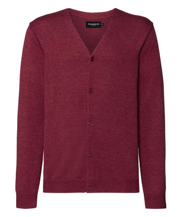 Men's V-Neck Knitted Cardigan - MC - Cranberry Marl