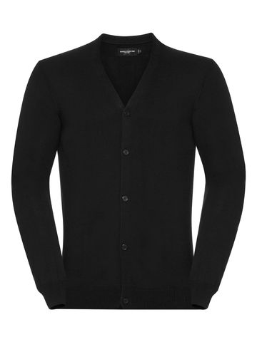 Men's V-Neck Knitted Cardigan - 36 - Black