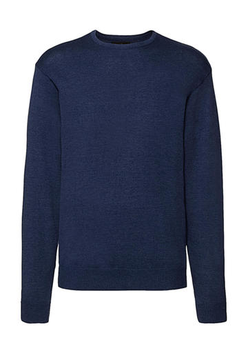 Men's Crew Neck Knitted Pullover - D2 - Denim Marl