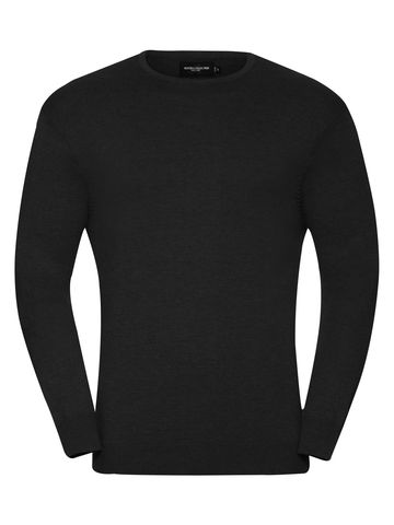 Men's Crew Neck Knitted Pullover - 36 - Black