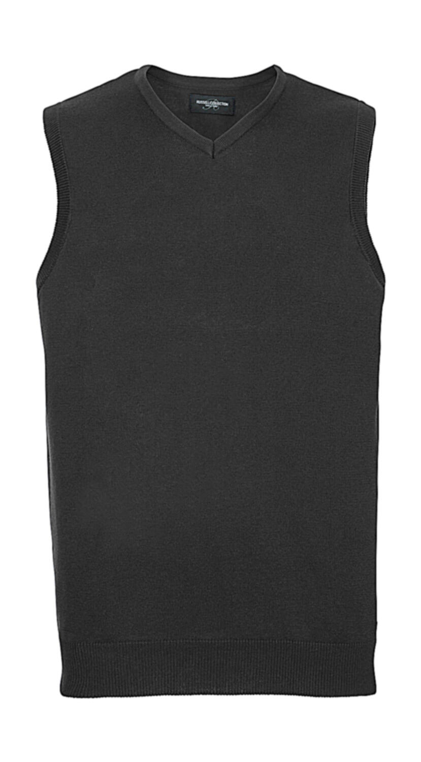Men's V-Neck Sleeveless Knitted Pullover - CM - Charcoal Marl