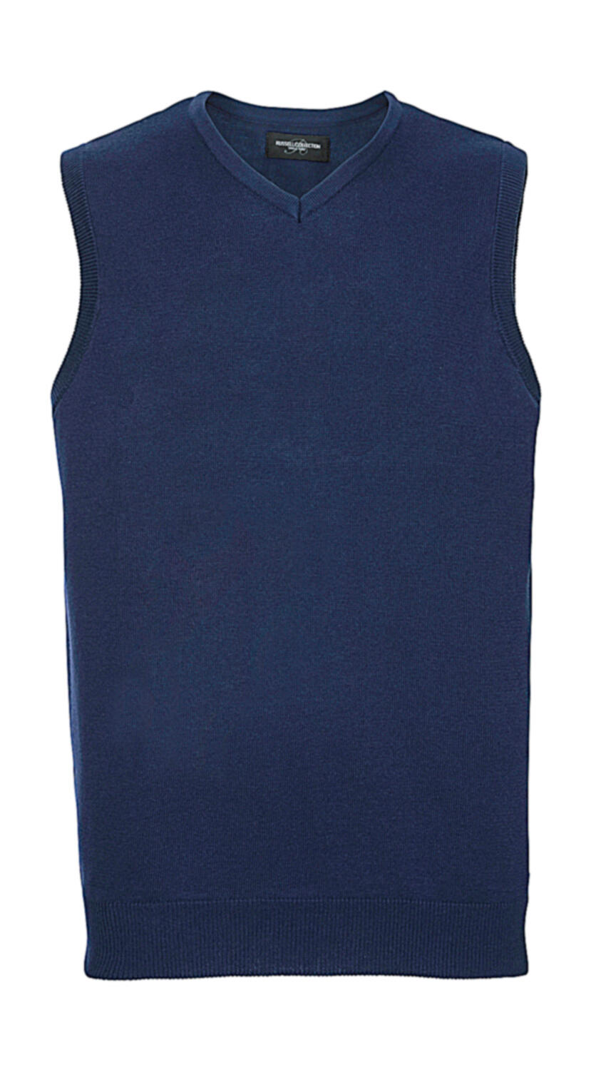 Men's V-Neck Sleeveless Knitted Pullover - Denim Marl