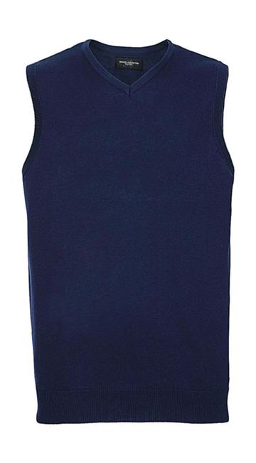 Adults' V-Neck Sleeveless Knitted Pullover - D2 - Denim Marl