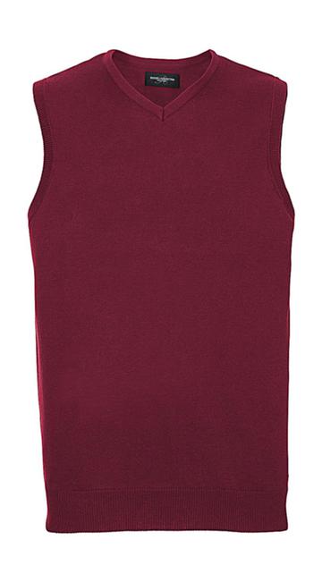 Adults' V-Neck Sleeveless Knitted Pullover - MC - Cranberry Marl