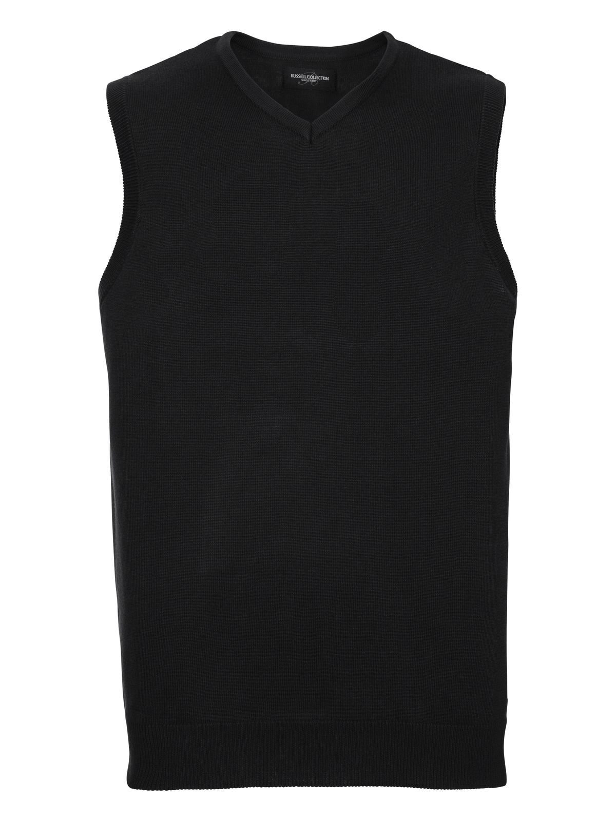 Men's V-Neck Sleeveless Knitted Pullover - 36 - Black