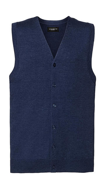 Men's V-Neck Sleeveless Knitted Cardigan - D2 - Denim Marl