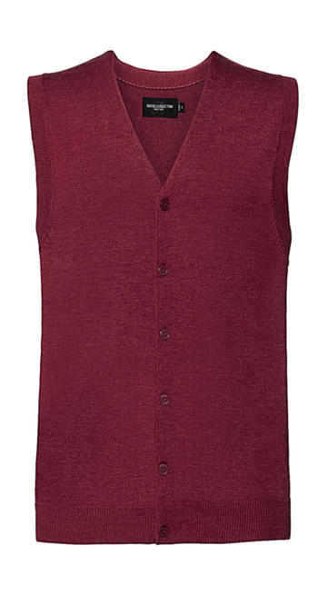 Men's V-Neck Sleeveless Knitted Cardigan - MC - Cranberry Marl
