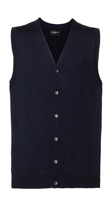 Men's V-Neck Sleeveless Knitted Cardigan - FN - French Navy