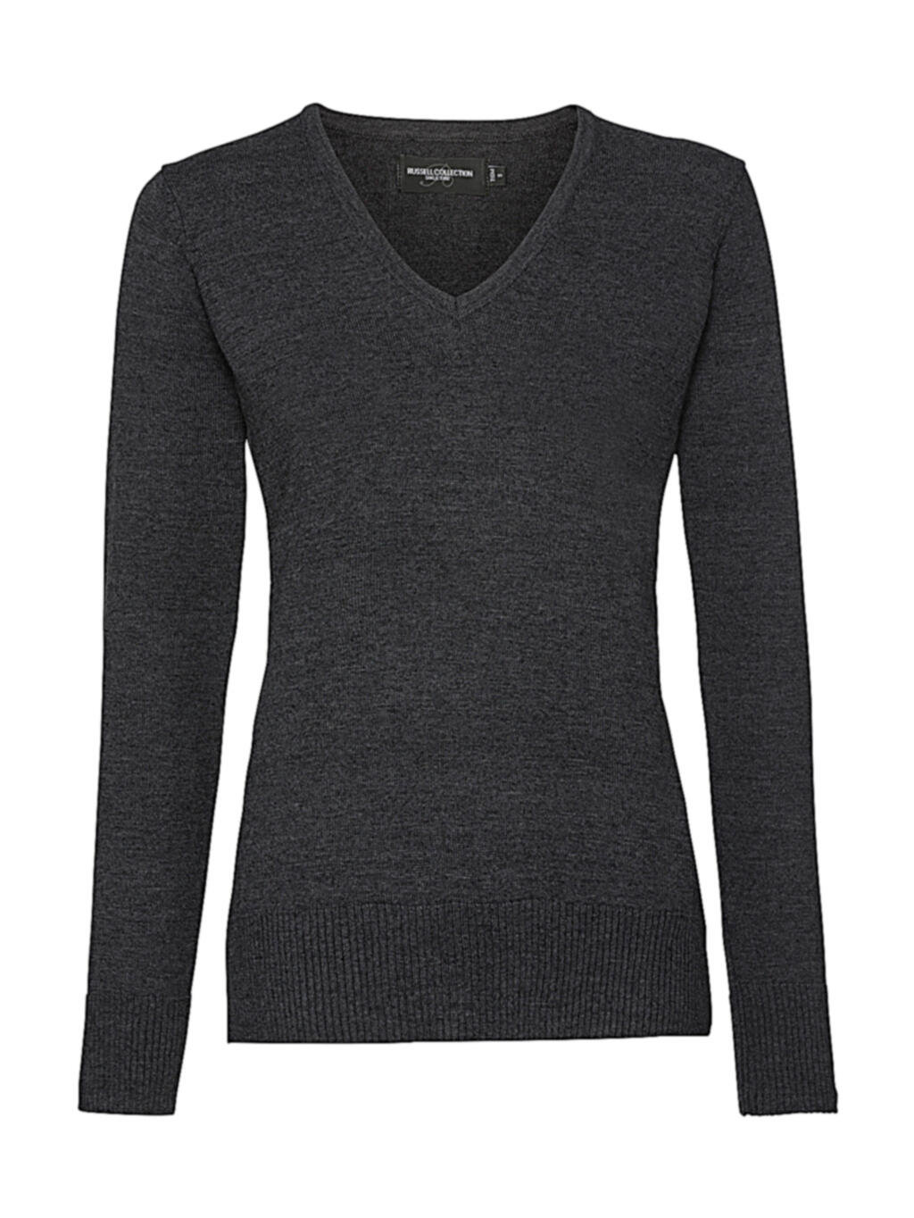 Ladies´ V-Neck Knitted Pullover - CM - Charcoal Marl