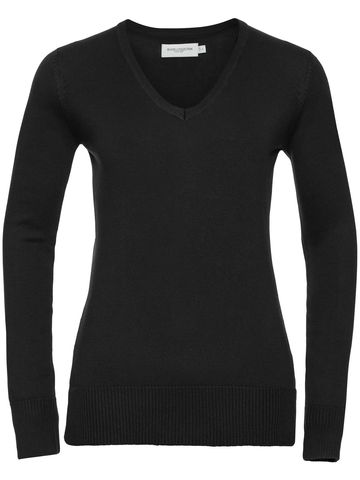 Ladies' V-Neck Knitted Pullover - 36 - Black