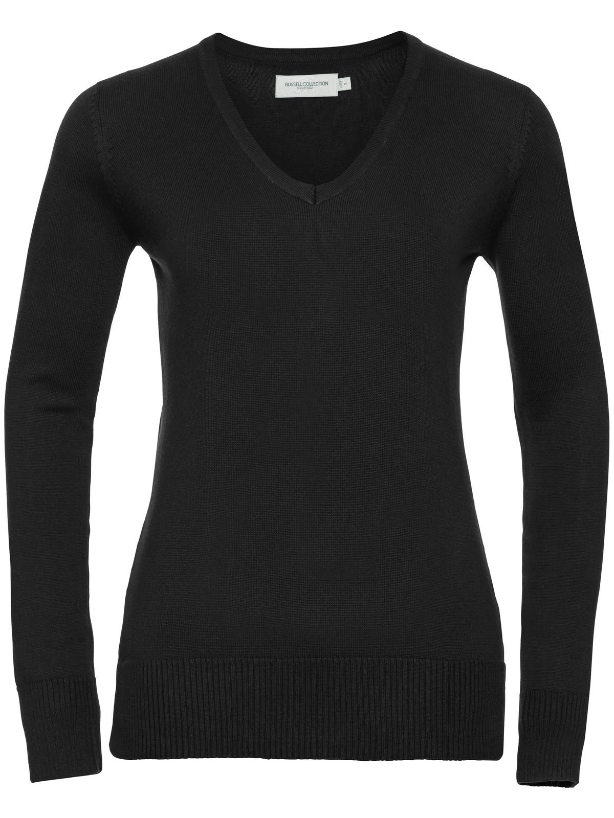 Ladies´ V-Neck Knitted Pullover - 36 - Black