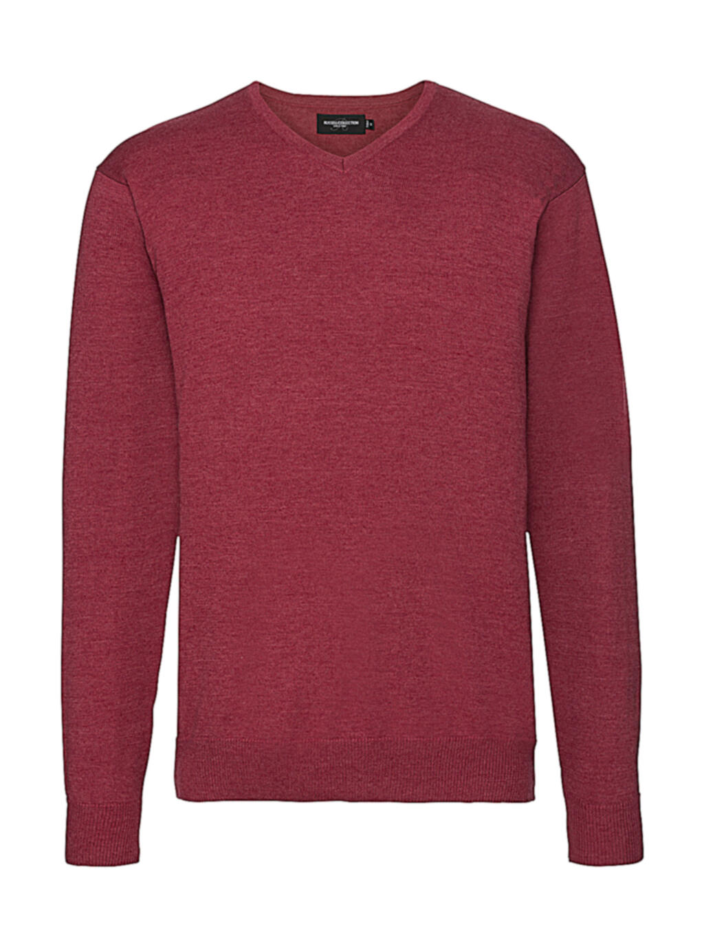 Men´s V-Neck Knitted Pullover - Cranberry Marl