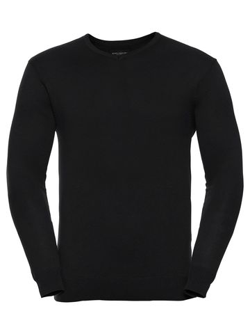 Men's V-Neck Knitted Pullover - 36 - Black