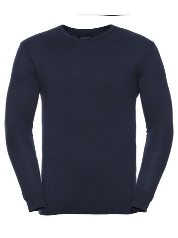 Men's V-Neck Knitted Pullover - FN - French Navy