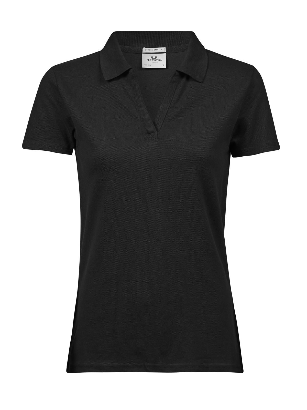 Women´s Luxury Stretch V-Neck Polo - 002 - Black