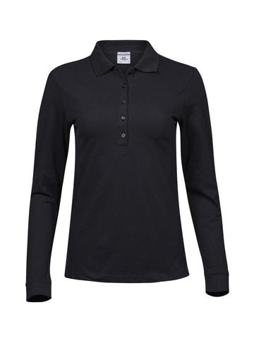 Ladies Luxury Stretch Long Sleeve Polo - 002 - Black