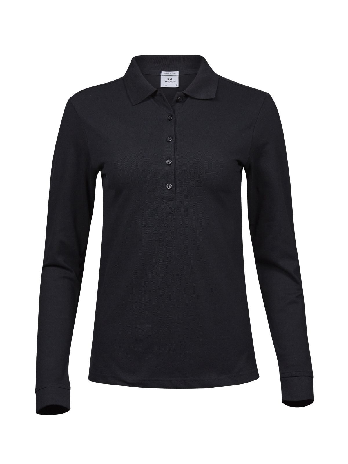 Women´s Luxury Stretch Long Sleeve Polo - 002 - Black