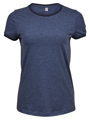 Ladies Ringer Tee - 200 - denim melage-navy
