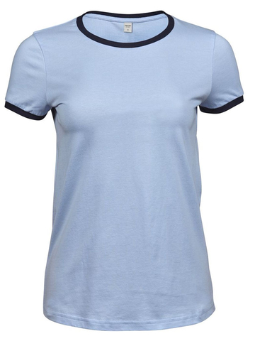 Ladies Ringer Tee - 315 - LIGHT BLUE