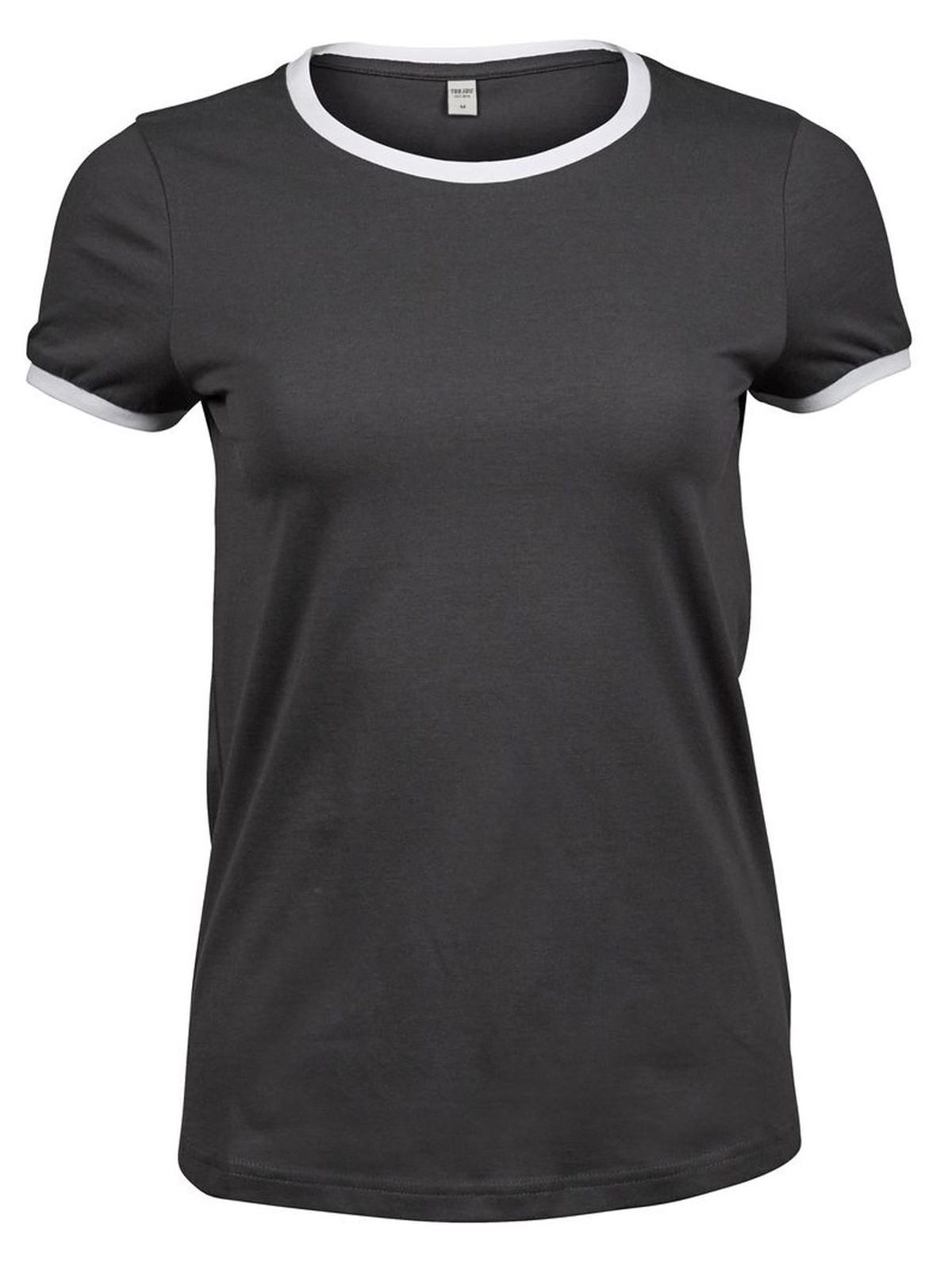 Ladies Ringer Tee - 319 - Dark Grey-White