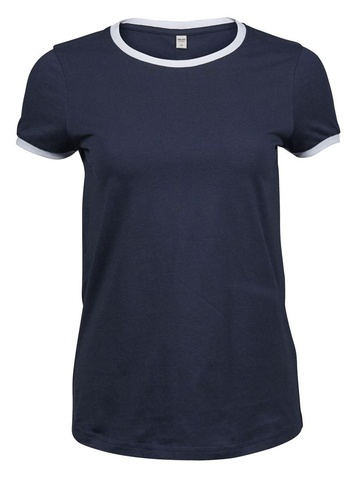 Ladies Ringer Tee - 323 - NAVY-WHITE