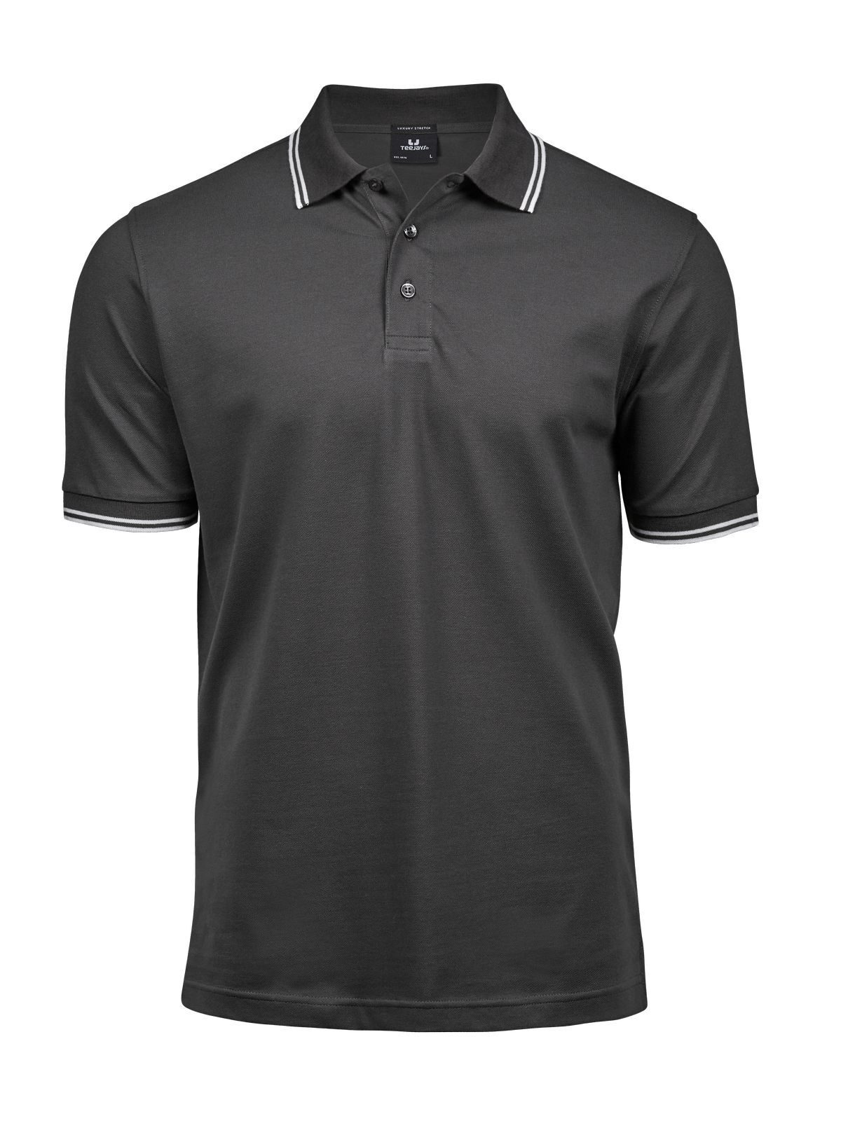 Men´s Luxury Stripe Stretch Polo - 319 - Dark Grey-White