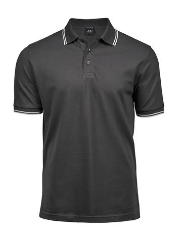 Luxury Stripe Stretch Polo - 319 - DARK GREY-WHITE